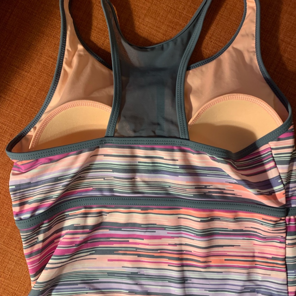 Free Country Pink and Gray Striped Tankini 2 piece Swimsuit - Picture 5 of 10